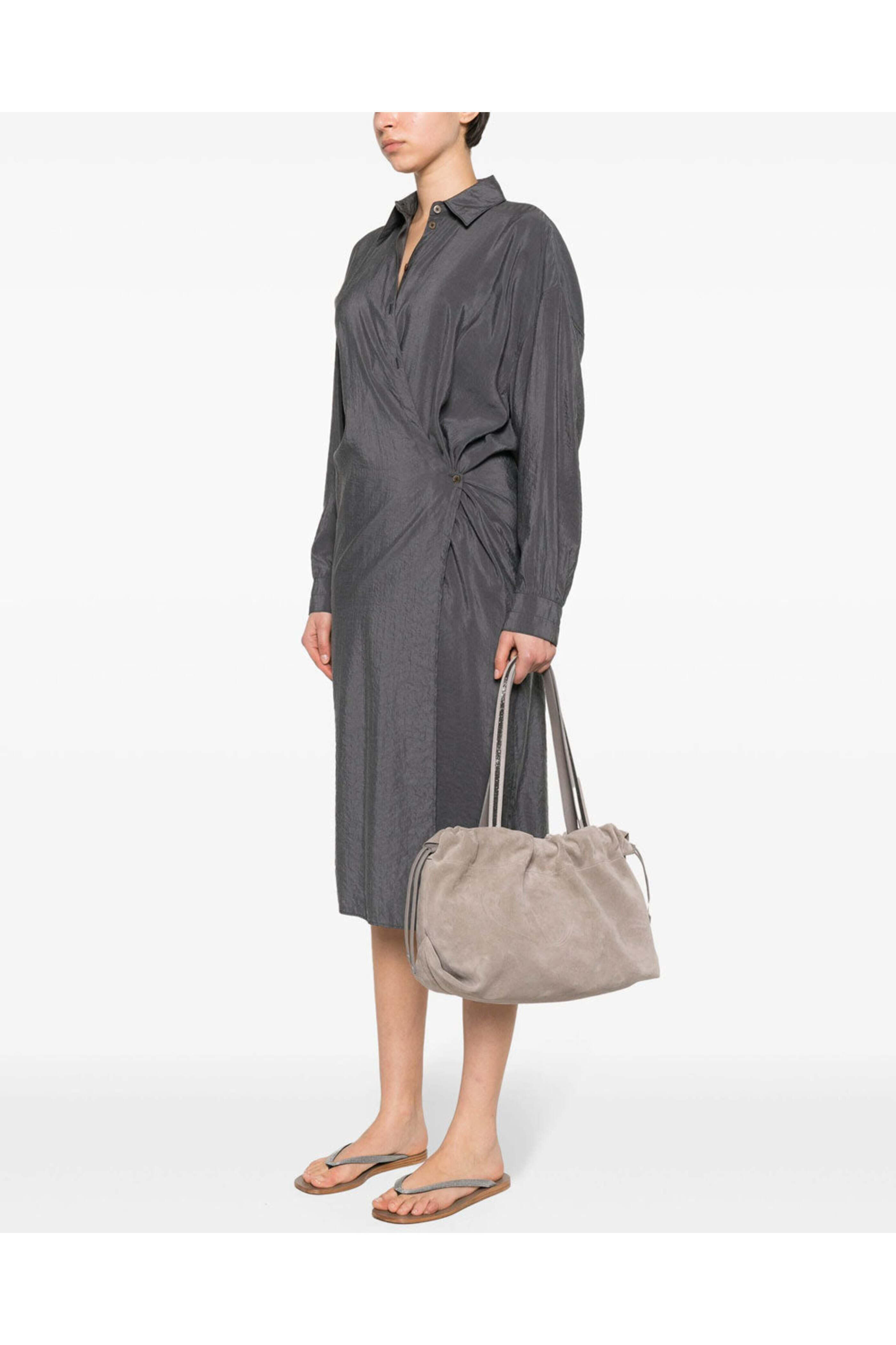 Brunello Cucinelli - Drawstring Shoulder Bag in Petra