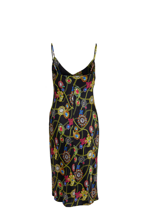L'Agence - Jodie Black Silk Jewel Print Slip Dress