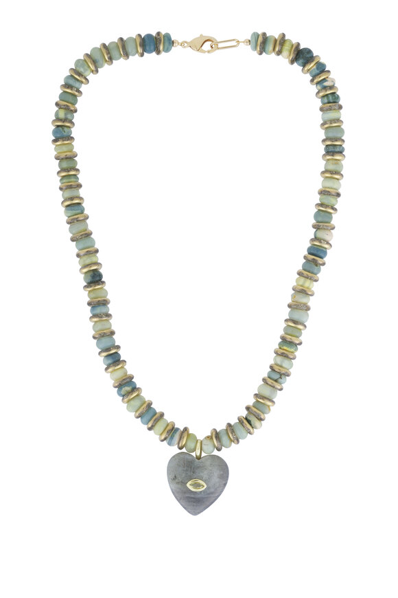 Cristina V. Blue Marble Opal & Labradorite Heart Necklace - view 1