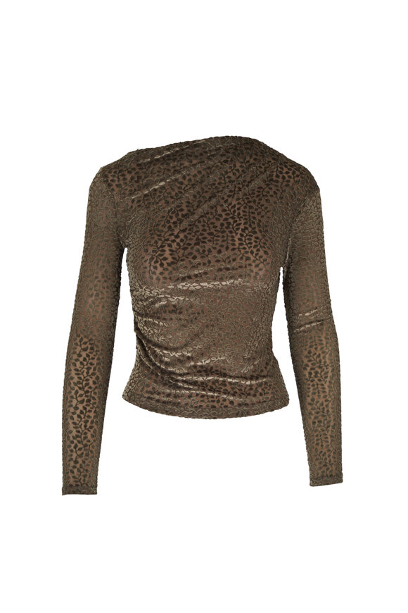 Vince Cypress Velour Burnout Draped Long Sleeve Top - view 1