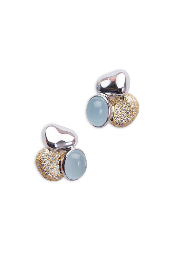 Paul Morelli - Yellow Gold Aquamarine Diamond Clip Earrings