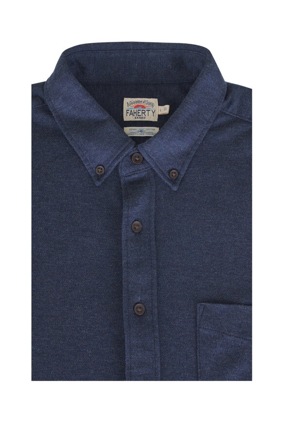 Faherty Brand Coastline Ocean Heather Twill Knit Shirt - view 1