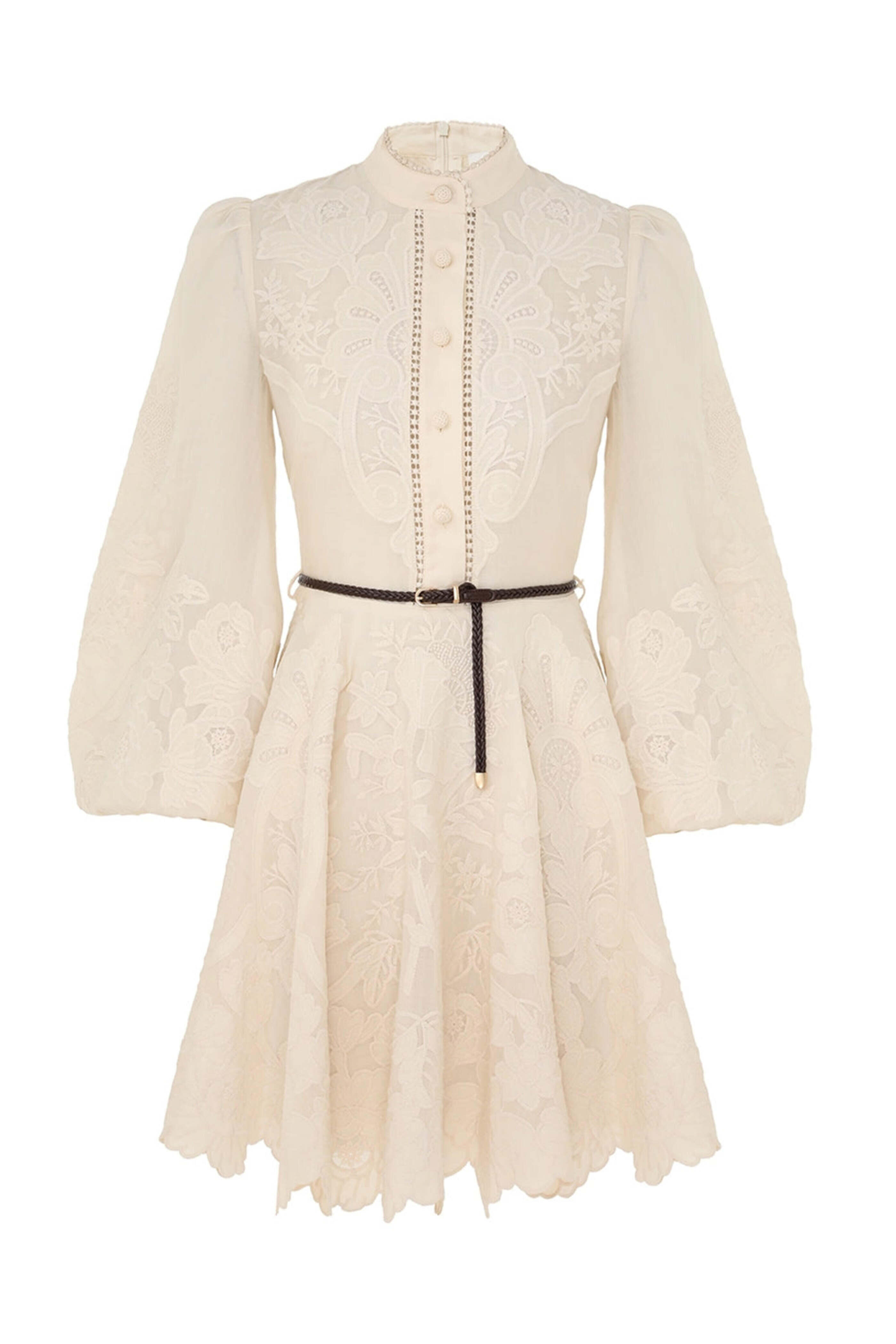 Zimmermann - Cream Embroidered Ottie Mini Dress