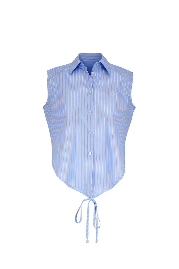 Loewe Blue & Multicolor Stripe Cotton Poplin Wrap Shirt - view 1