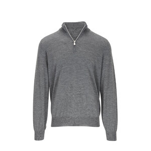 Brunello Cucinelli - Medium Gray Wool & Cashmere Quarter Zip