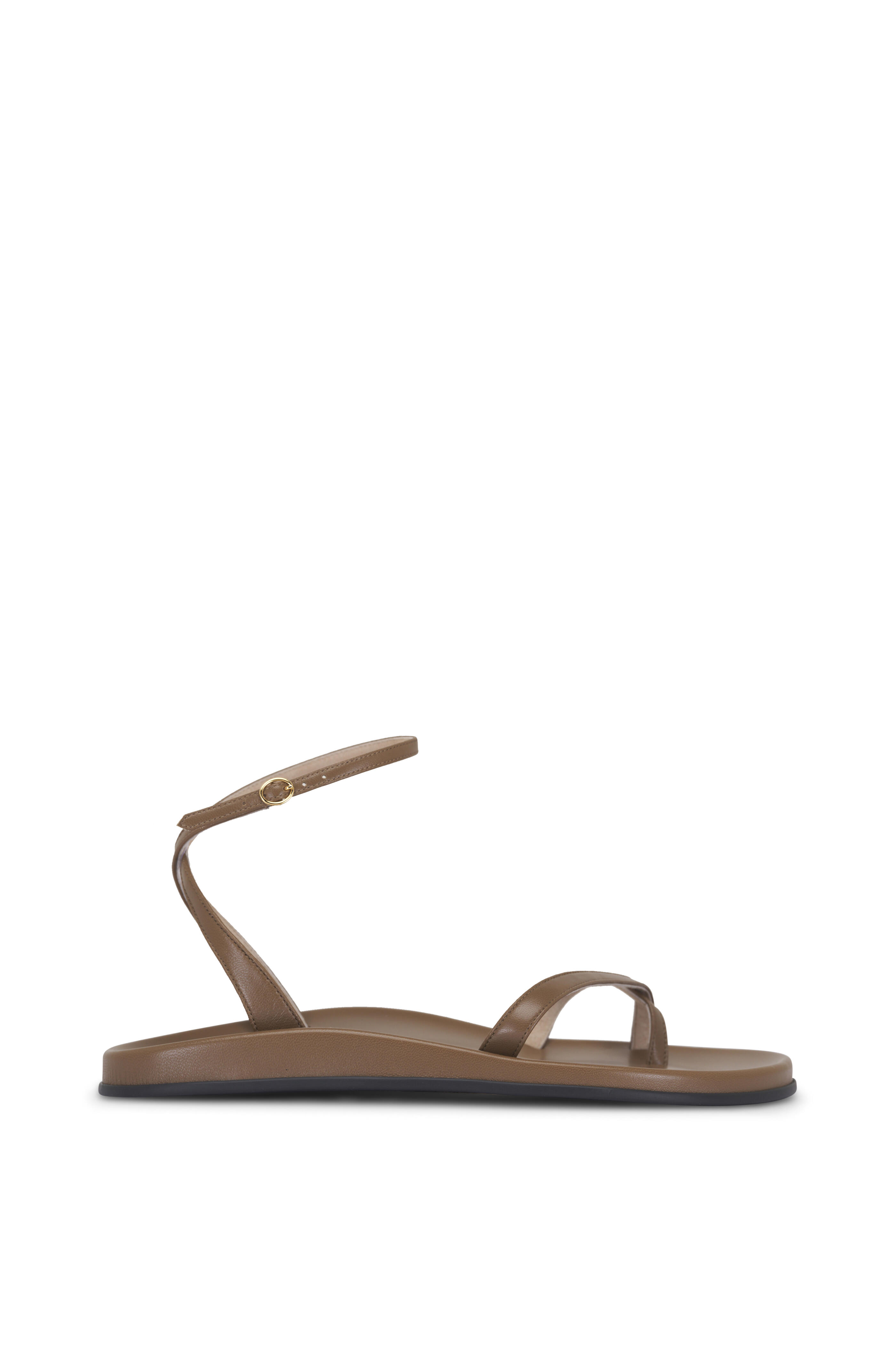 The Row - Hugh Mud Leather Ankle Strap Flat Sandal