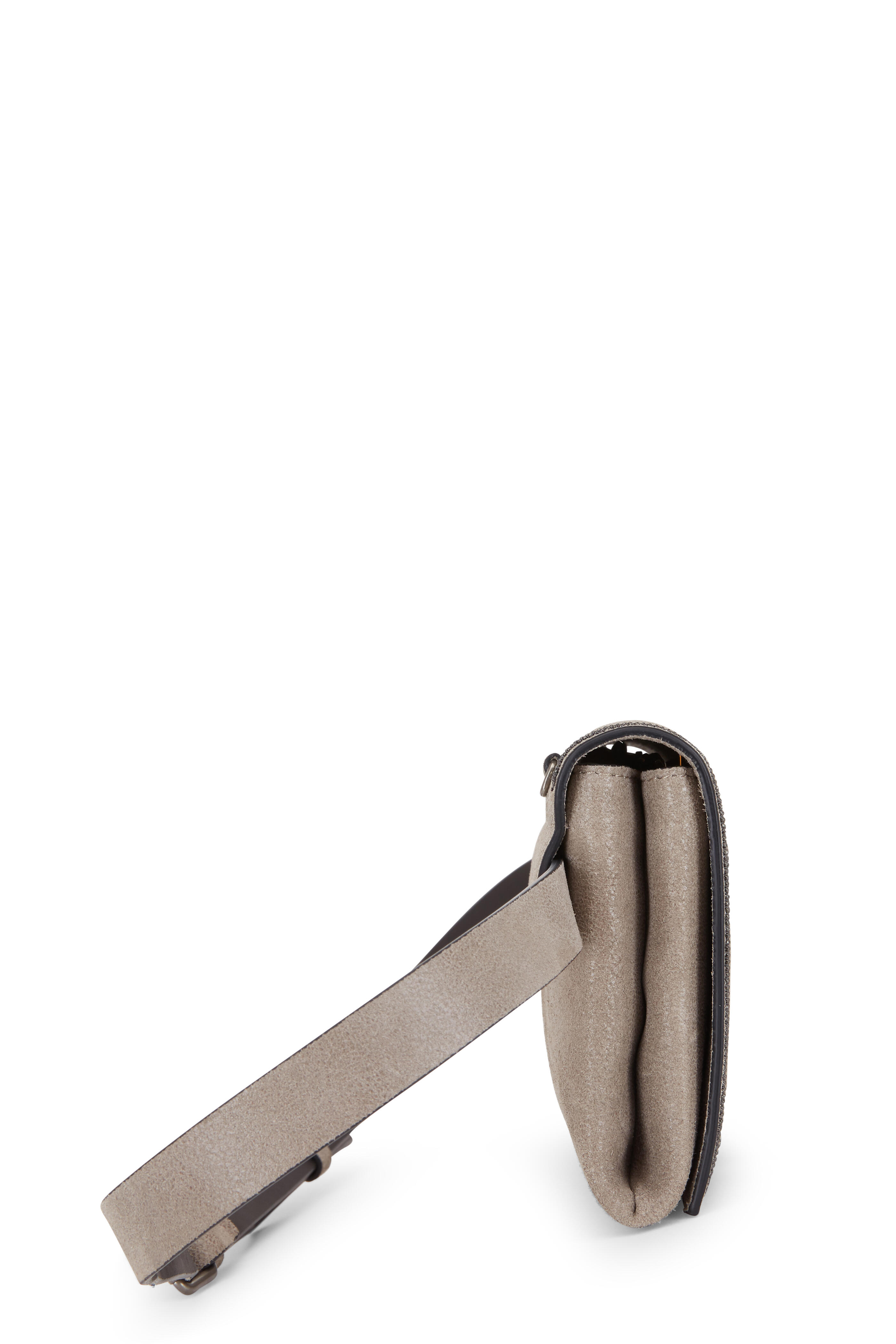 Brunello Cucinelli - Elephant Buff Leather Monili Trim Convertible Bag