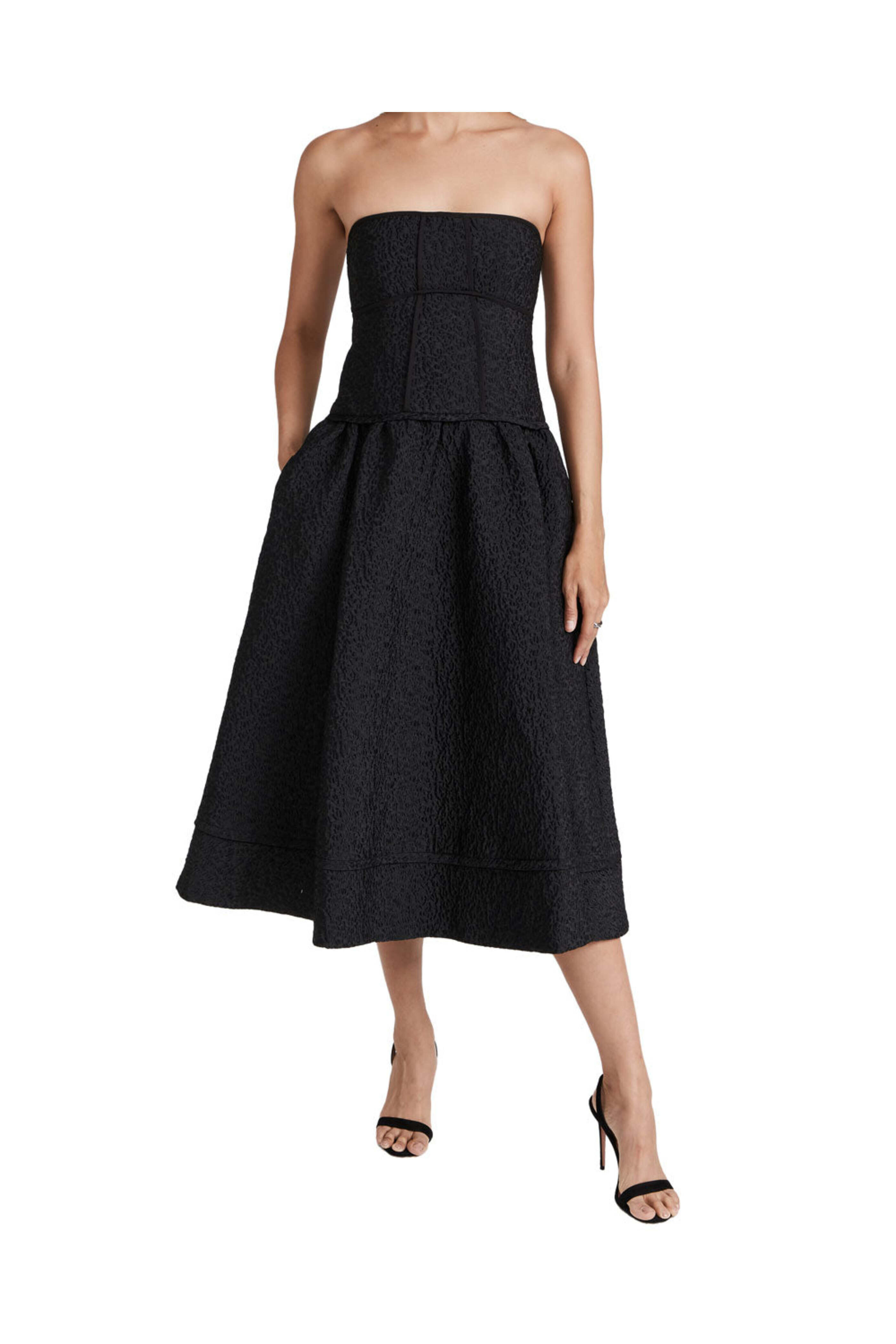 Simkhai - Black Matelasse Strapless London Midi Dress