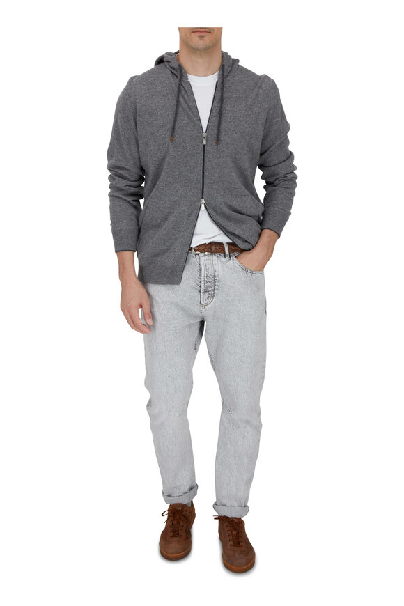 Brunello Cucinelli - Charcoal Gray Full Zip Hoodie