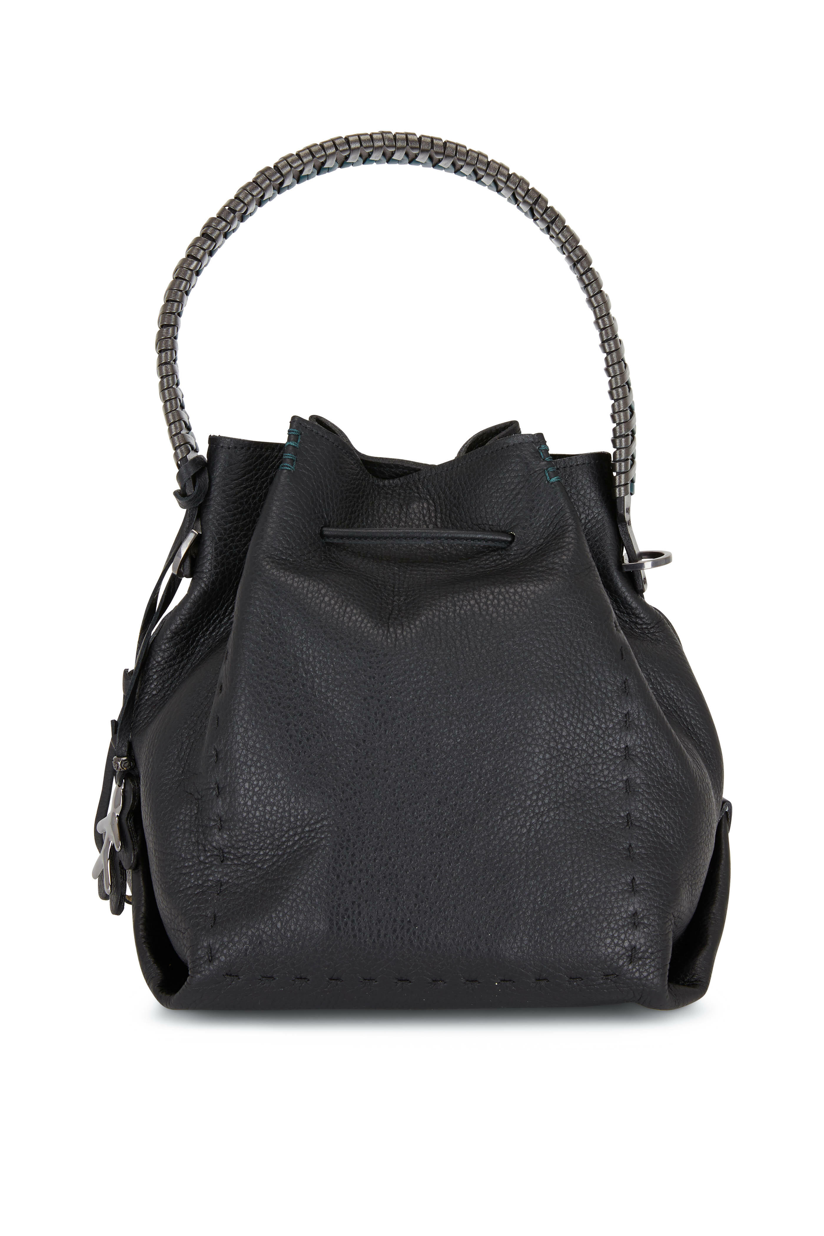 Henry Beguelin - Black Grained Leather Small Hobo Bucket Bag