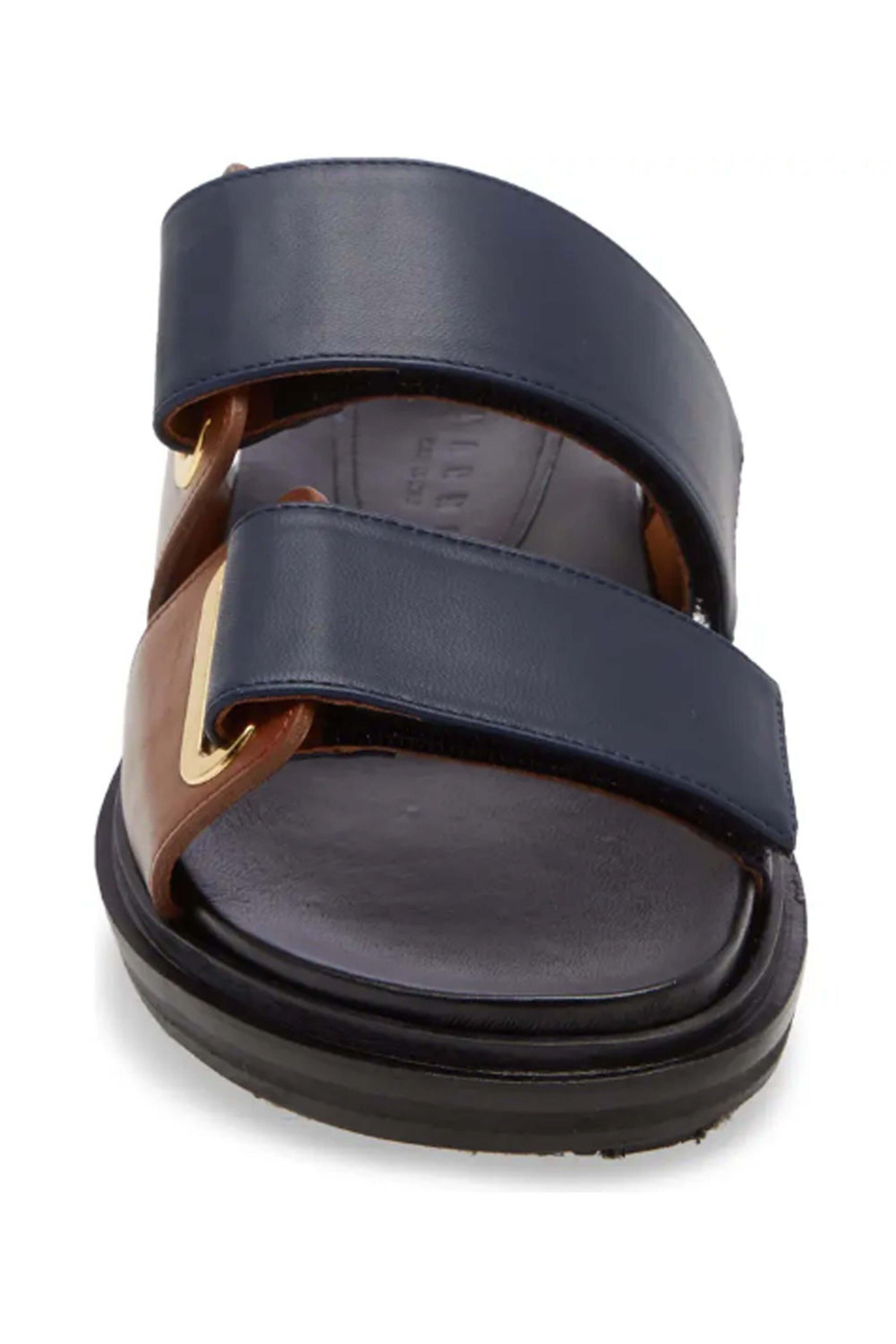【関税込み】Marni ネイビー Fussbett スライド Blue long-hair calfskin Fussbett sabot | Marni