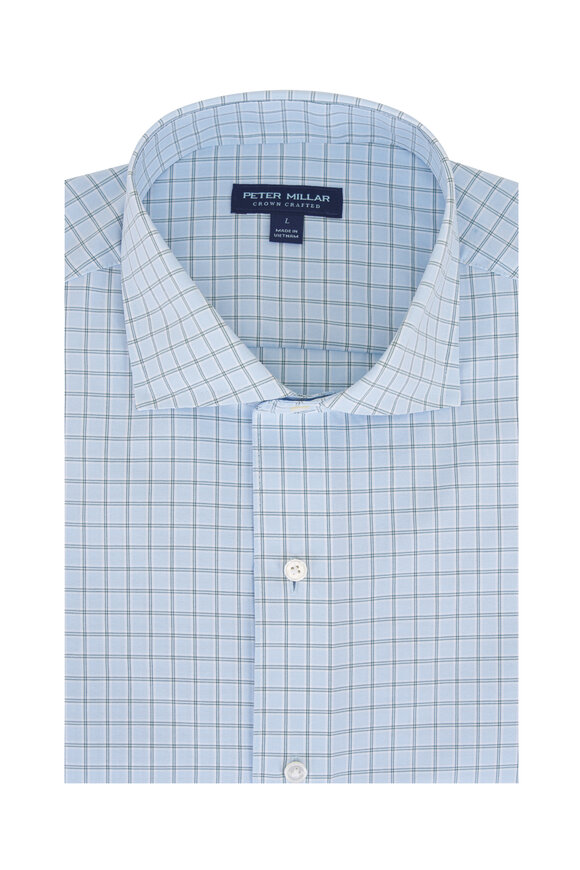 Peter Millar Bechet Performance Blue Frost Plaid Sport Shirt - view 1