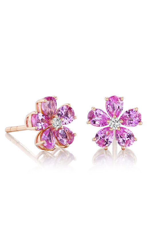 Nam Cho Georgian Rose Pink Sapphire Earrings