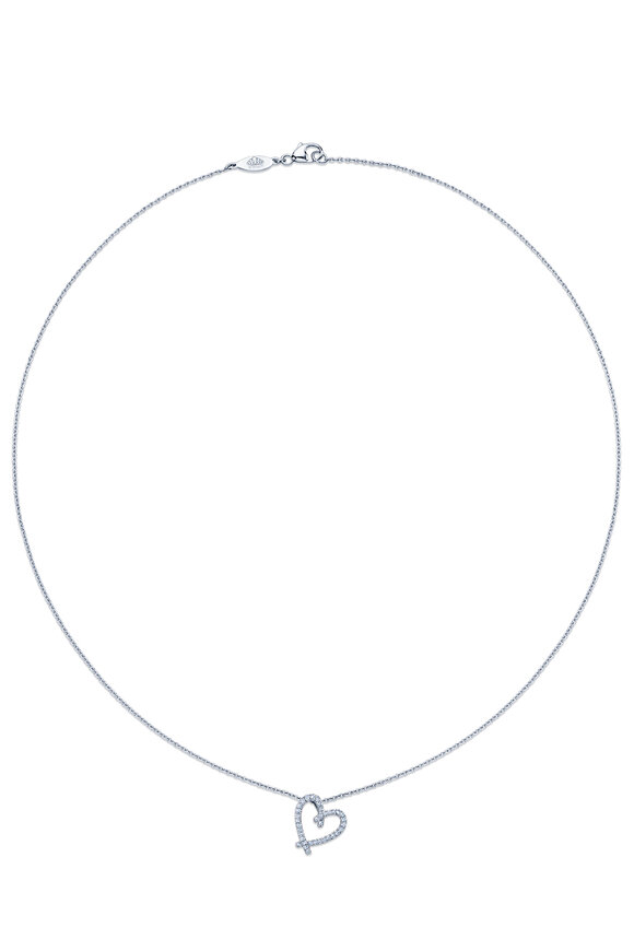 Kwiat 18k White Gold Cross My Heart Diamond Necklace