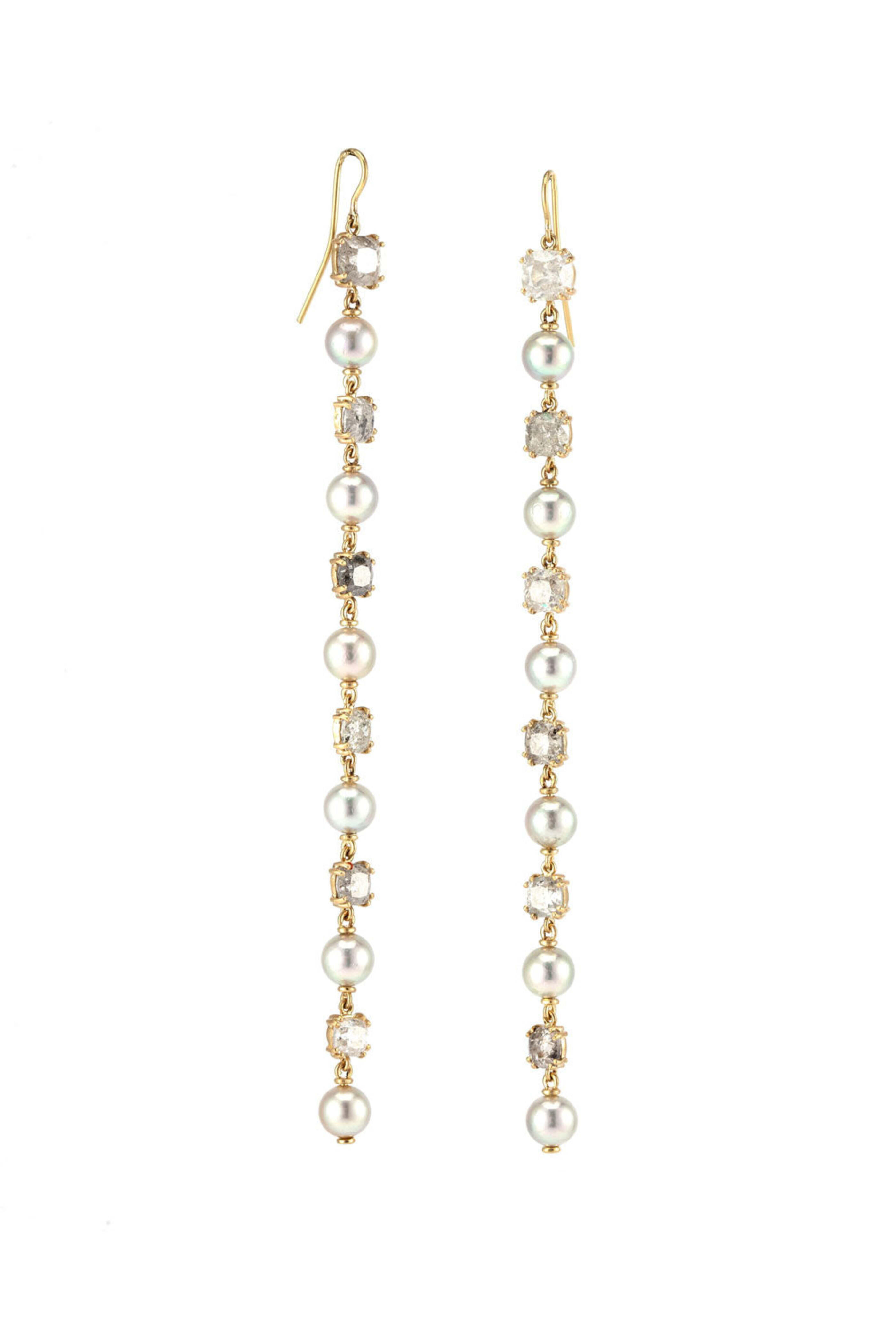 Sylva & Cie - Akoya Pearl and Diamond Drop Earrings