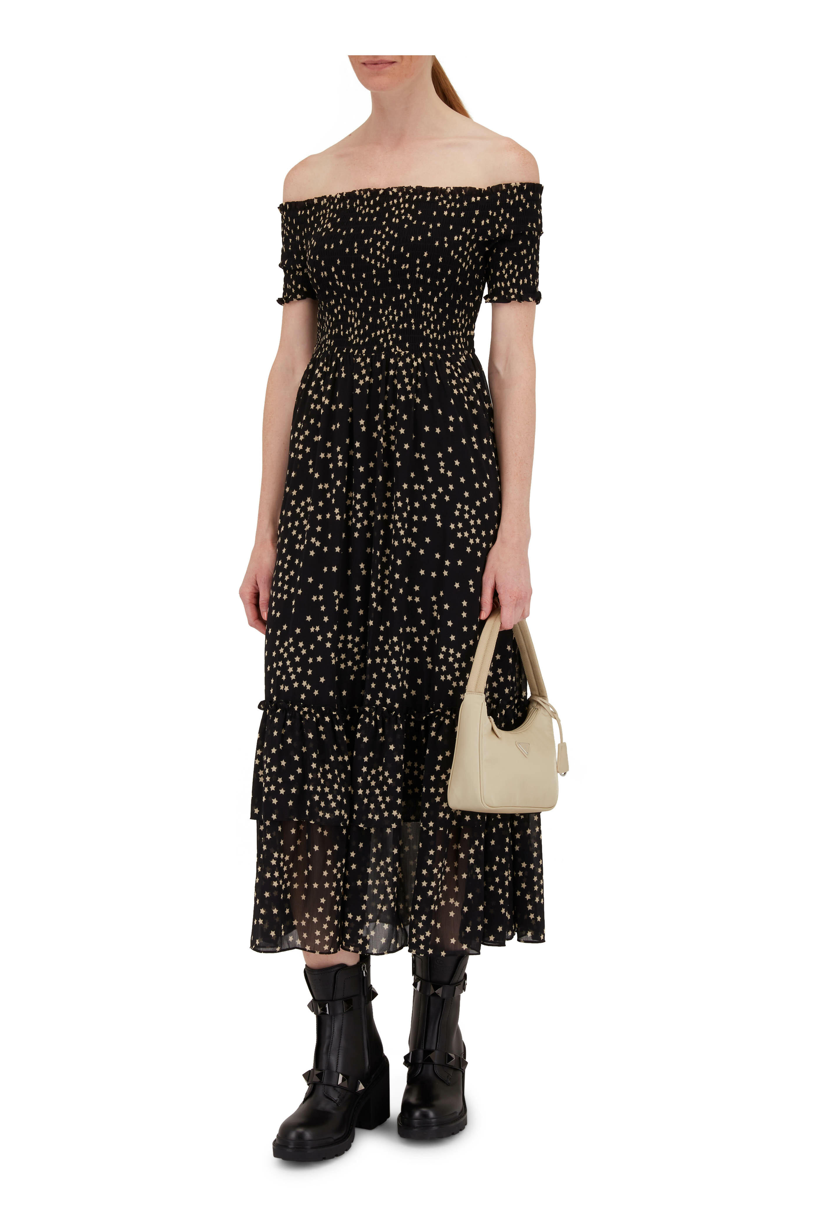 Valentino Garavani - Black Leather Roman Stud Lug Sole Boot, 85mm