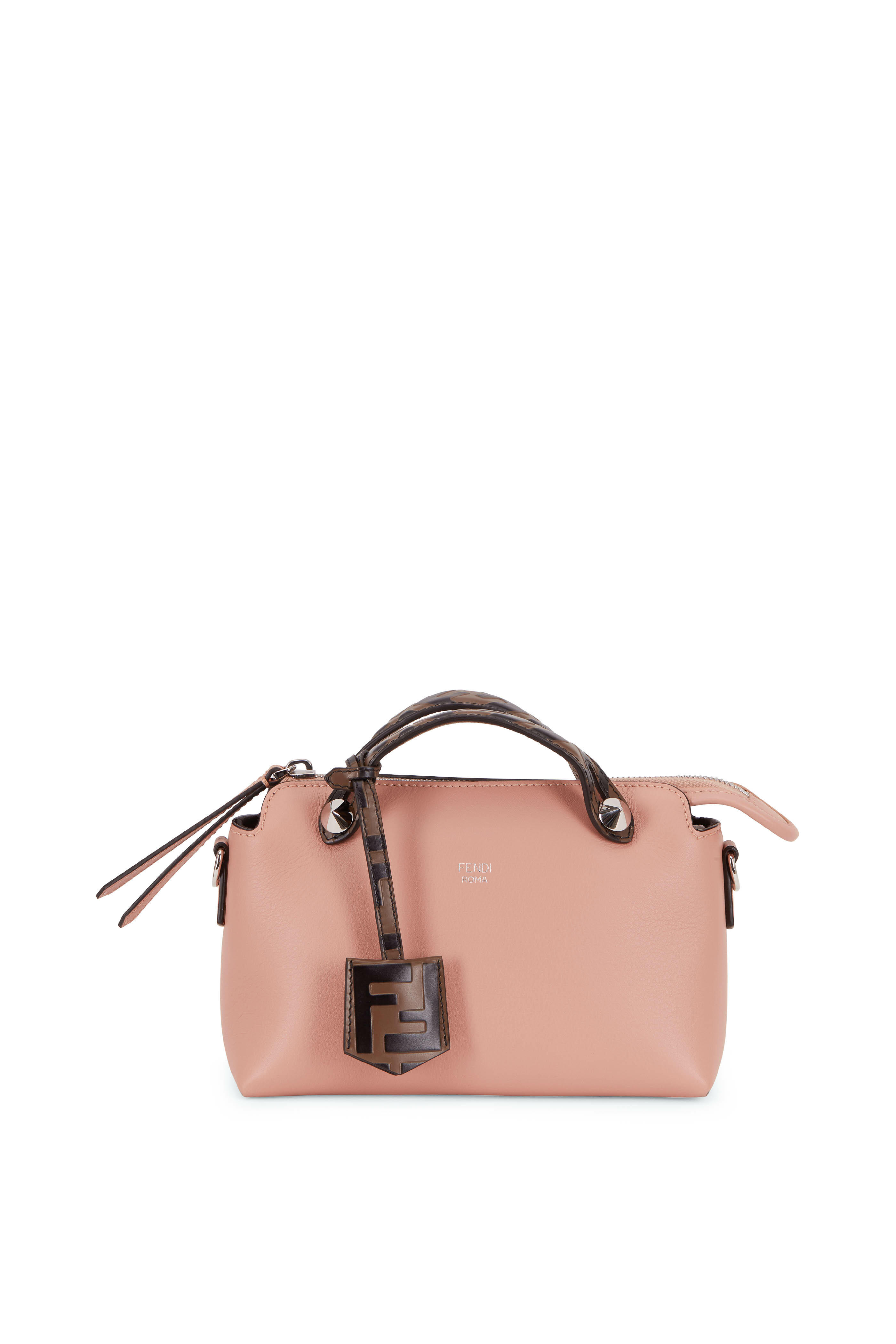 Fendi Mini Boston Embossed Ff Velvet Bag in Pink