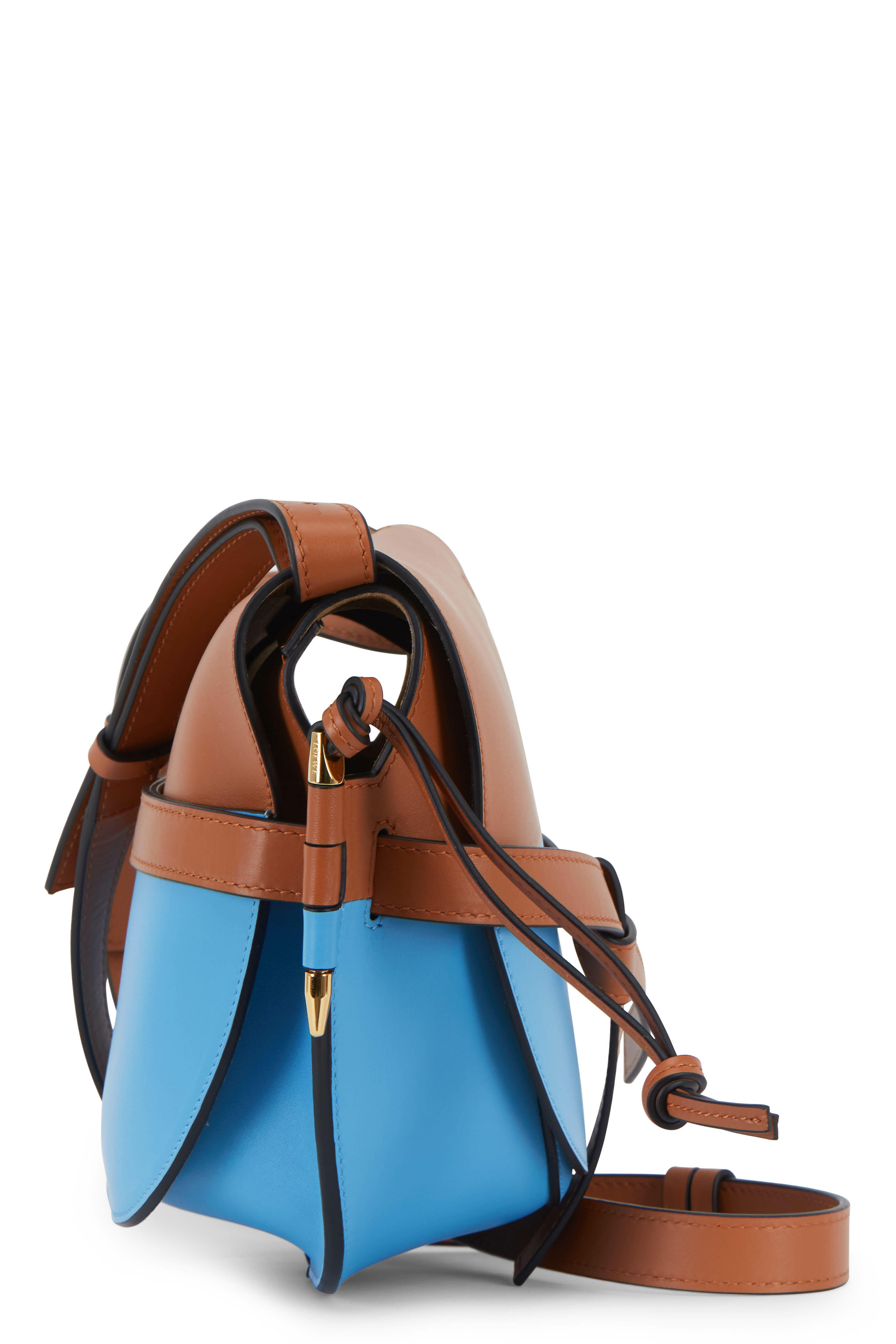 Loewe Gate Small Bag in Tan & Sky Blue