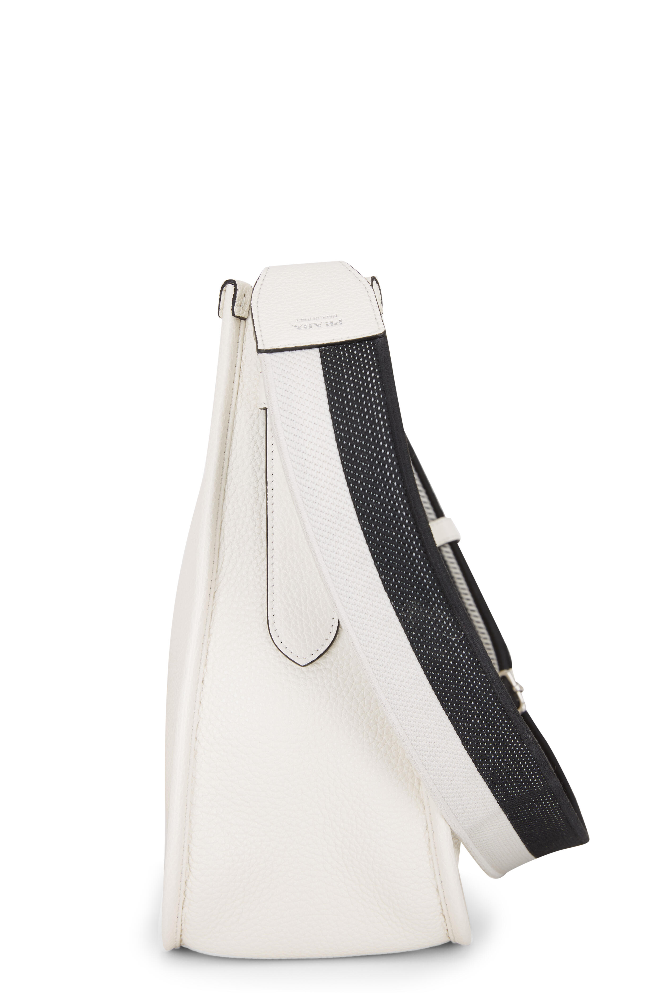 Prada - Vitello Diana White Leather Hobo | Mitchell Stores