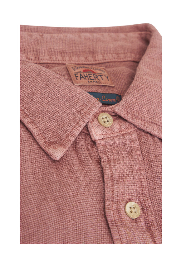 Faherty Brand Palma Cedar Rose Linen Sport Shirt - view 4