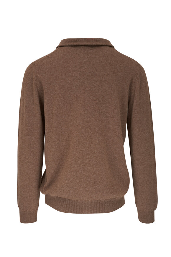 Kiton - Tan Cashmere Quarter Zip Pullover 