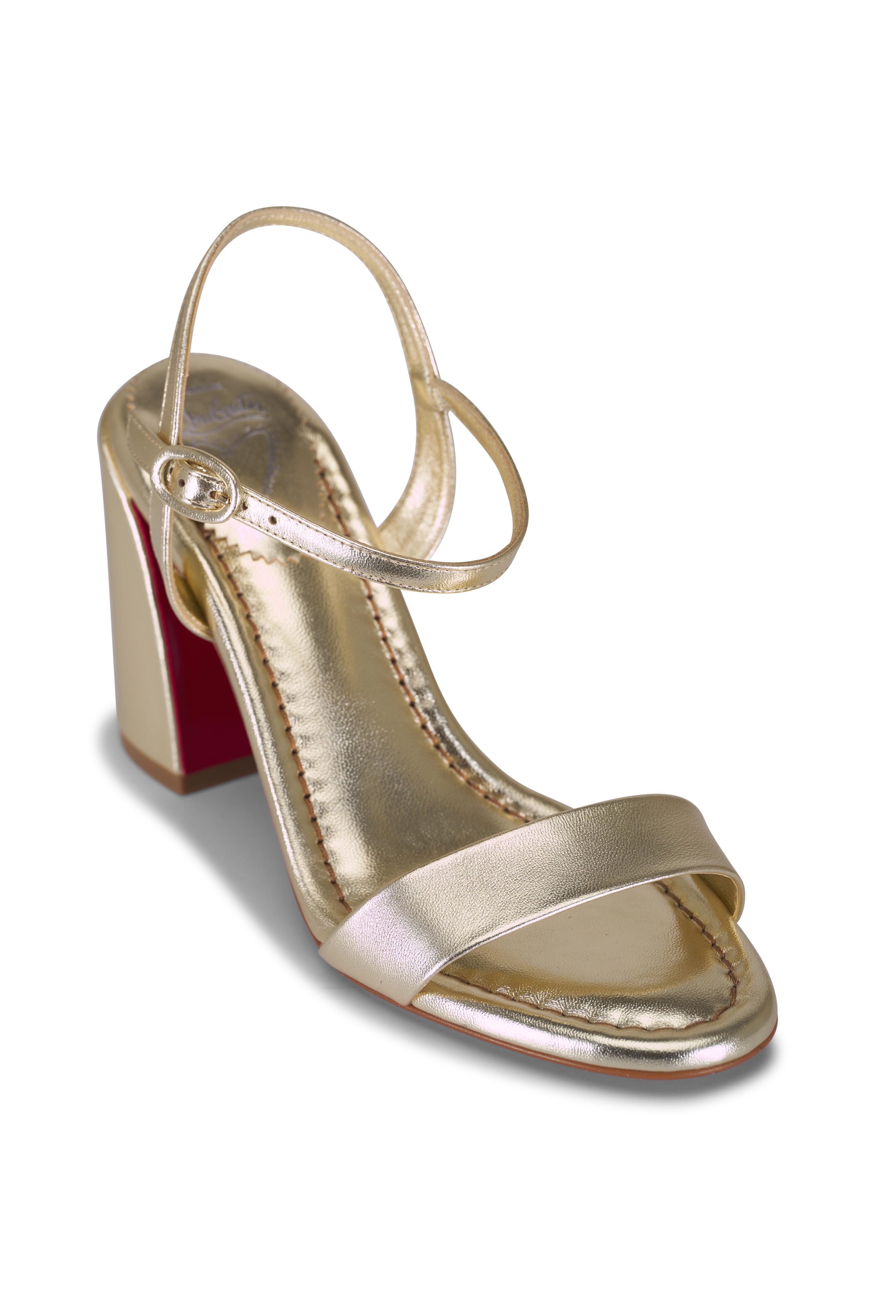 Christian Louboutin - Jane Platino Laminated Leather Sandal, 85mm - view 1