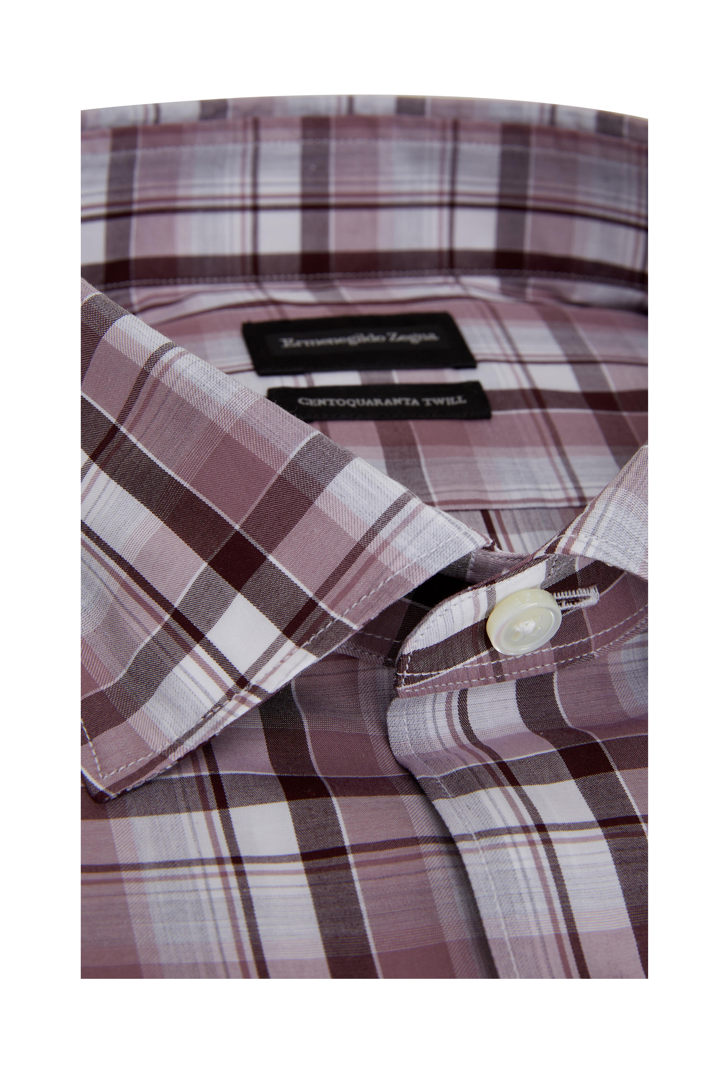 Zegna - Pink Plaid Cotton Sport Shirt