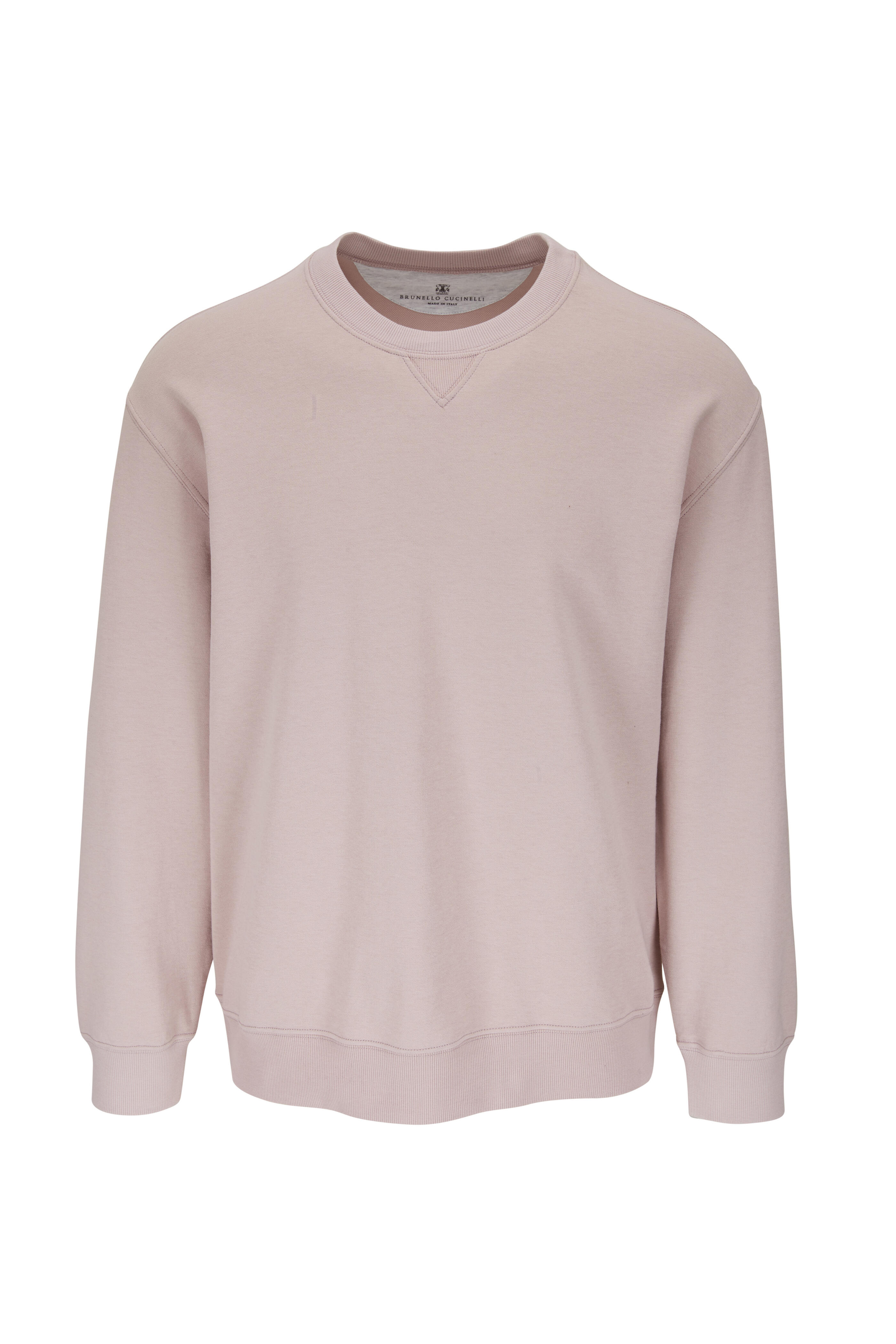 【送料&関税込】Brunello Cucinelli Double Layer Crewneck T-s Double cloth sweatshirt for Man in Pearl Grey | Brunello