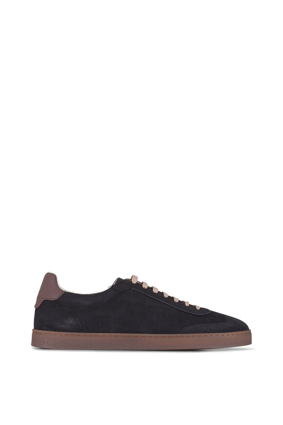 Brunello Cucinelli Charcoal Gray Suede T-Toe Sneaker - view 2