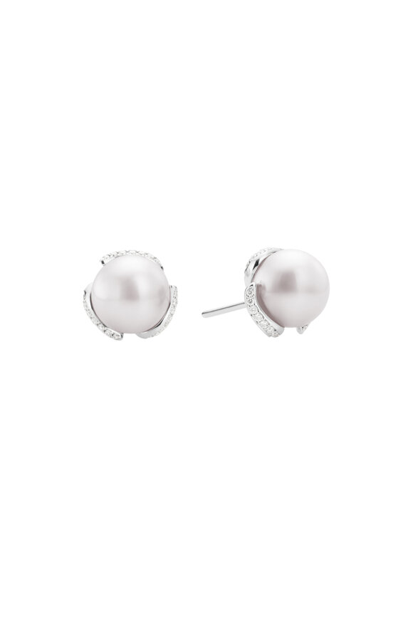 Mikimoto - Akoya Pearl & White Diamond Earrings