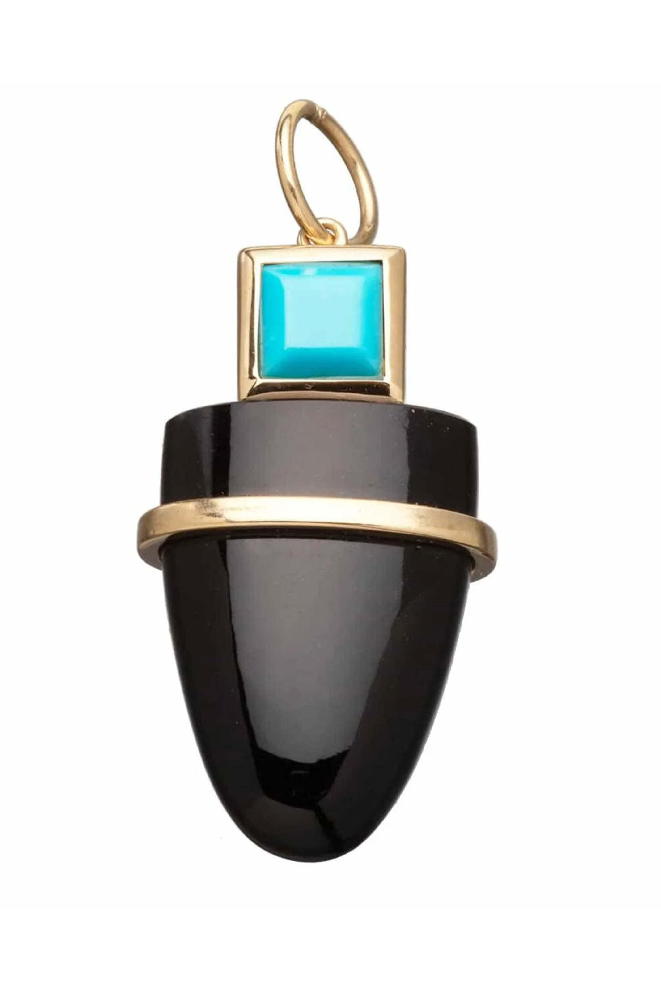 Jennifer Zeuner Jewelry - Black Onyx and Turquoise Divina Charm