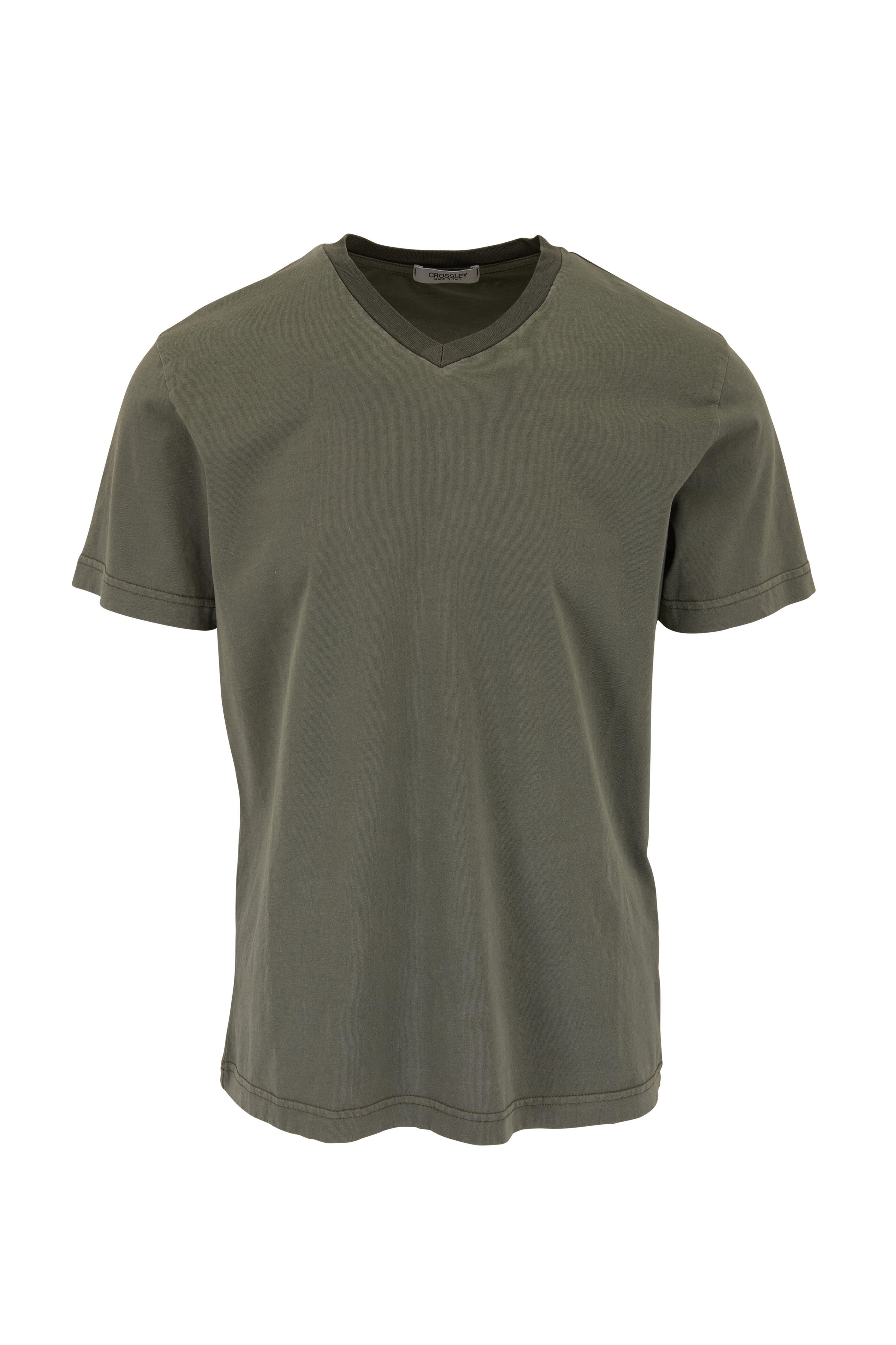 Crossley - Thyme Washed Cotton V-Neck T-Shirt | Mitchell Stores