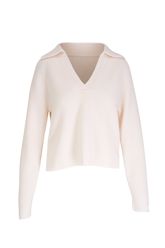 Jonathan Simkhai Lopez Ivory Wool & Cashmere Polo Sweater