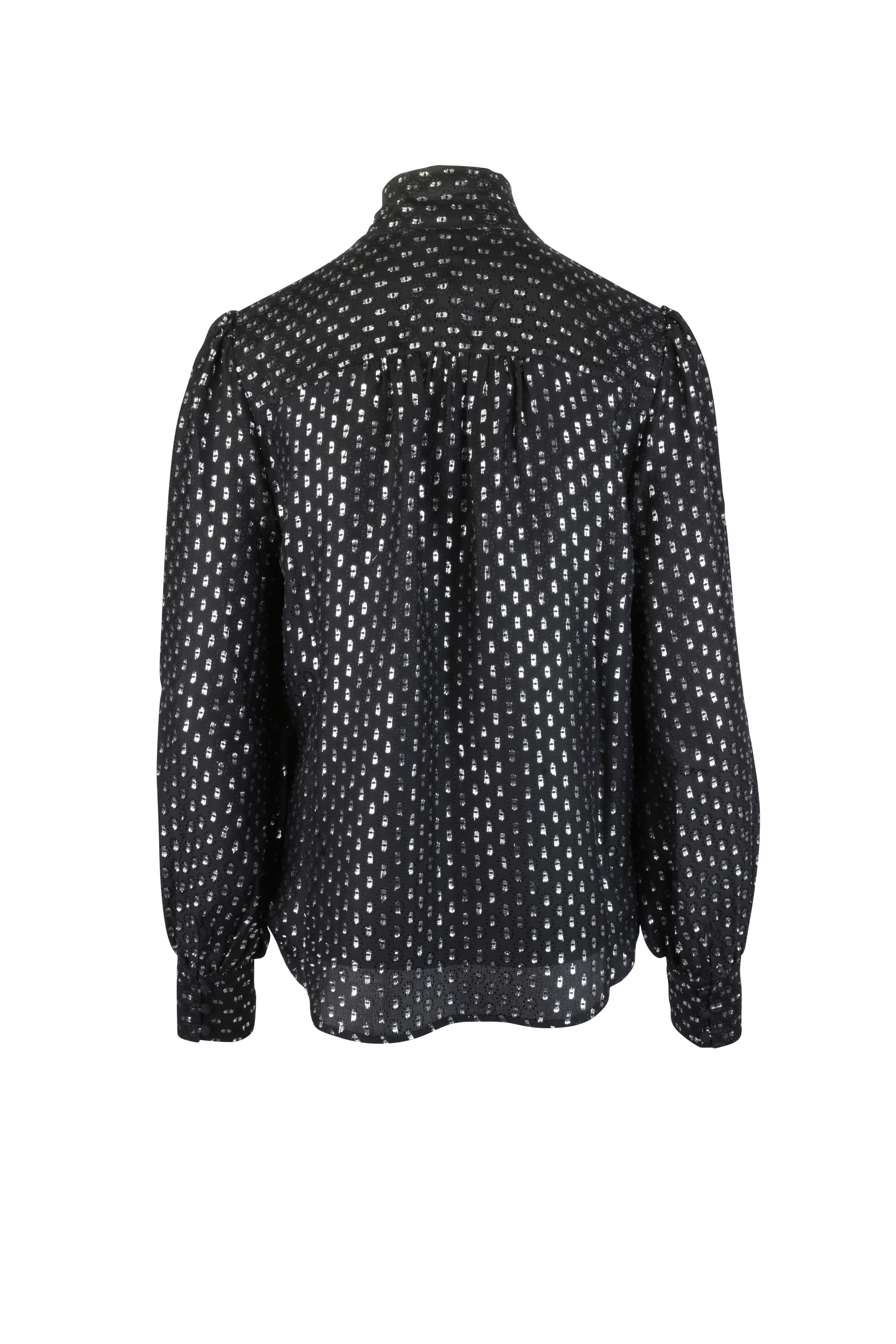 Paige - Cleobelle Black Metallic Silk Blend Blouse