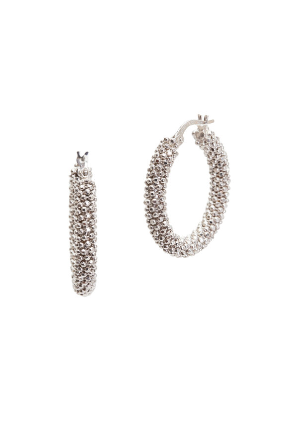 Kathleen Dughi - White Gold Cassini Hoop Earrings