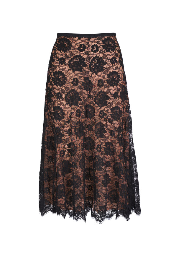 Michael Kors Collection - Dance Crushed Black Floral Lace Skirt 