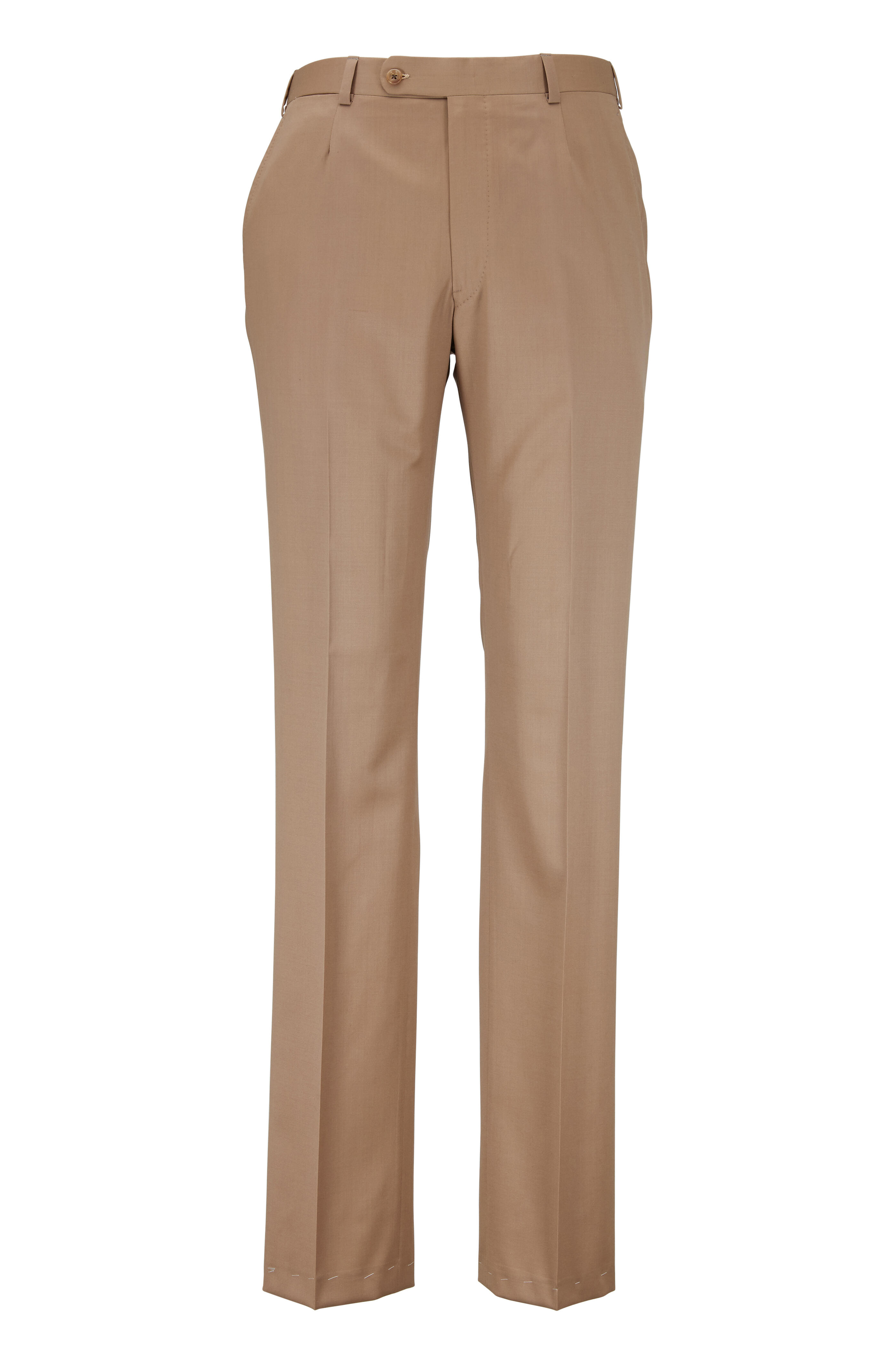 Oxxford Clothes - Monroe Dark Tan Wool Dress Pants