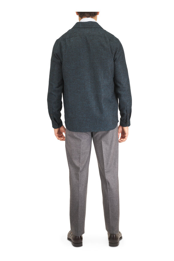 Isaia Teal Blue Boucle Overshirt - view 4