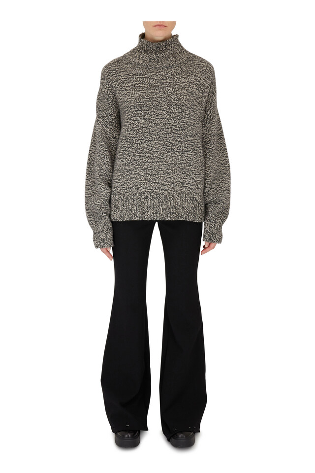 【IONSEOUL】Wool Herringbone Flare Slacks (3color) 5FM0146 The Row Lanae Black Stretch Wool High-Rise Flare Pant
