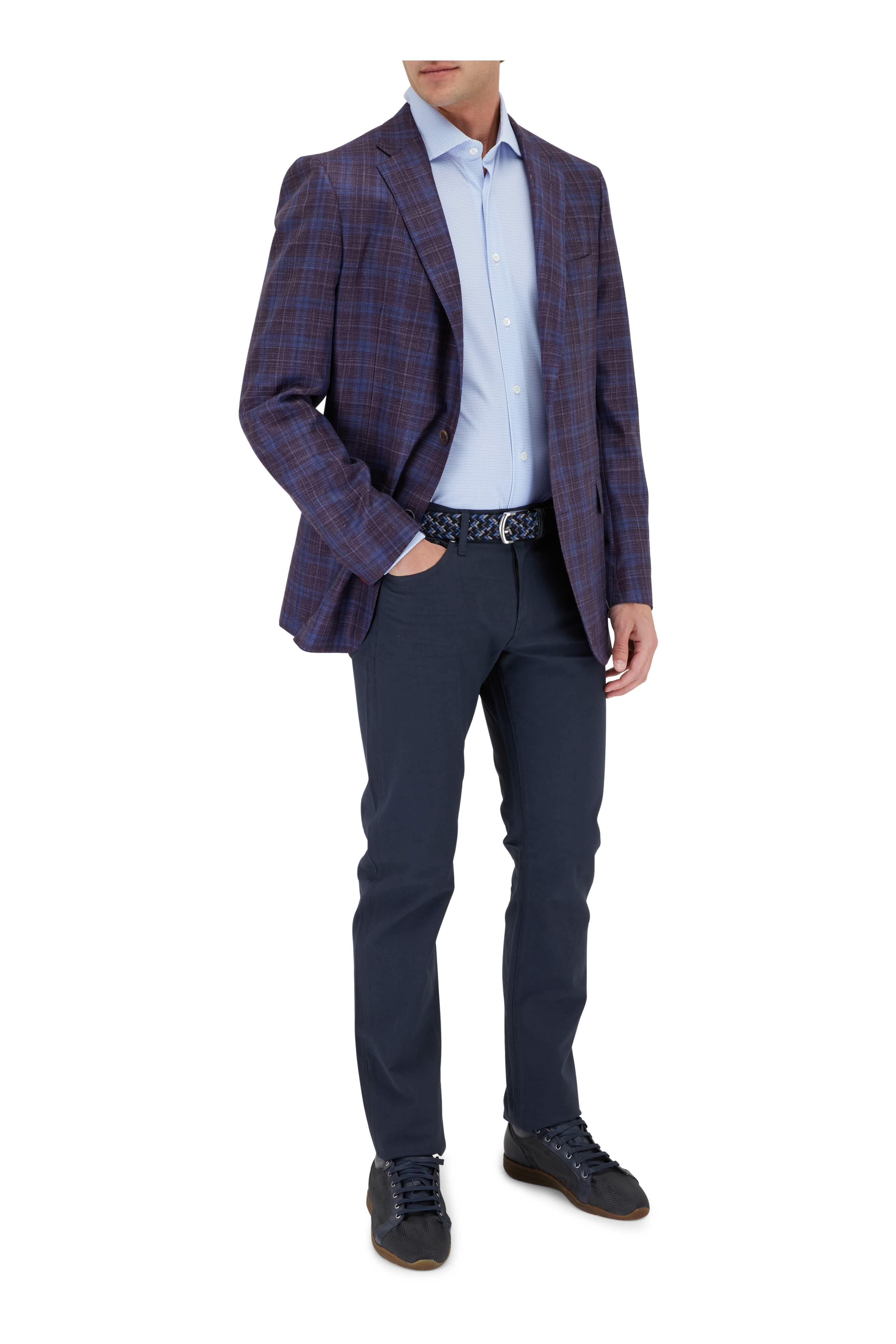 Di Bianco - Dusty Blue Perforated Leather Sneaker