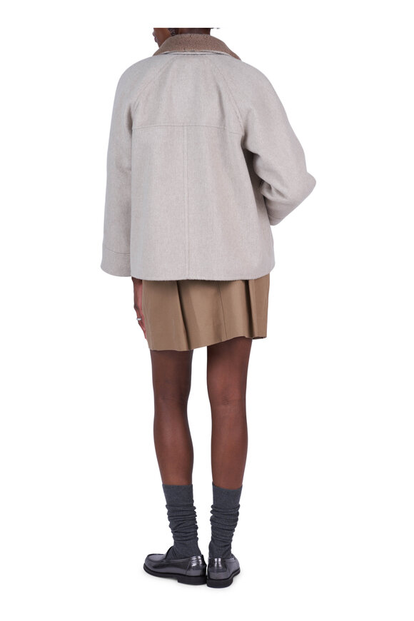 Brunello Cucinelli Beige Cotton Pleated Mini Skirt - view 4