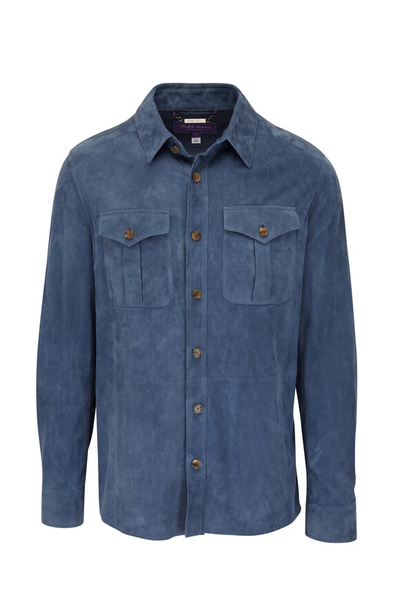 Ralph Lauren Purple Label - Blue Suede Shirt Jacket 