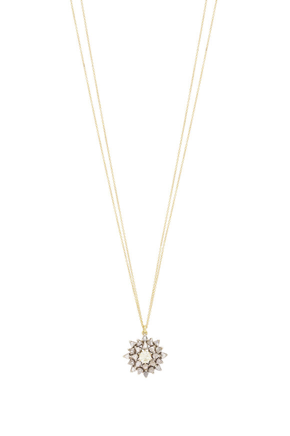 Renee Lewis 18k Yellow Gold Diamond Starburst Necklace