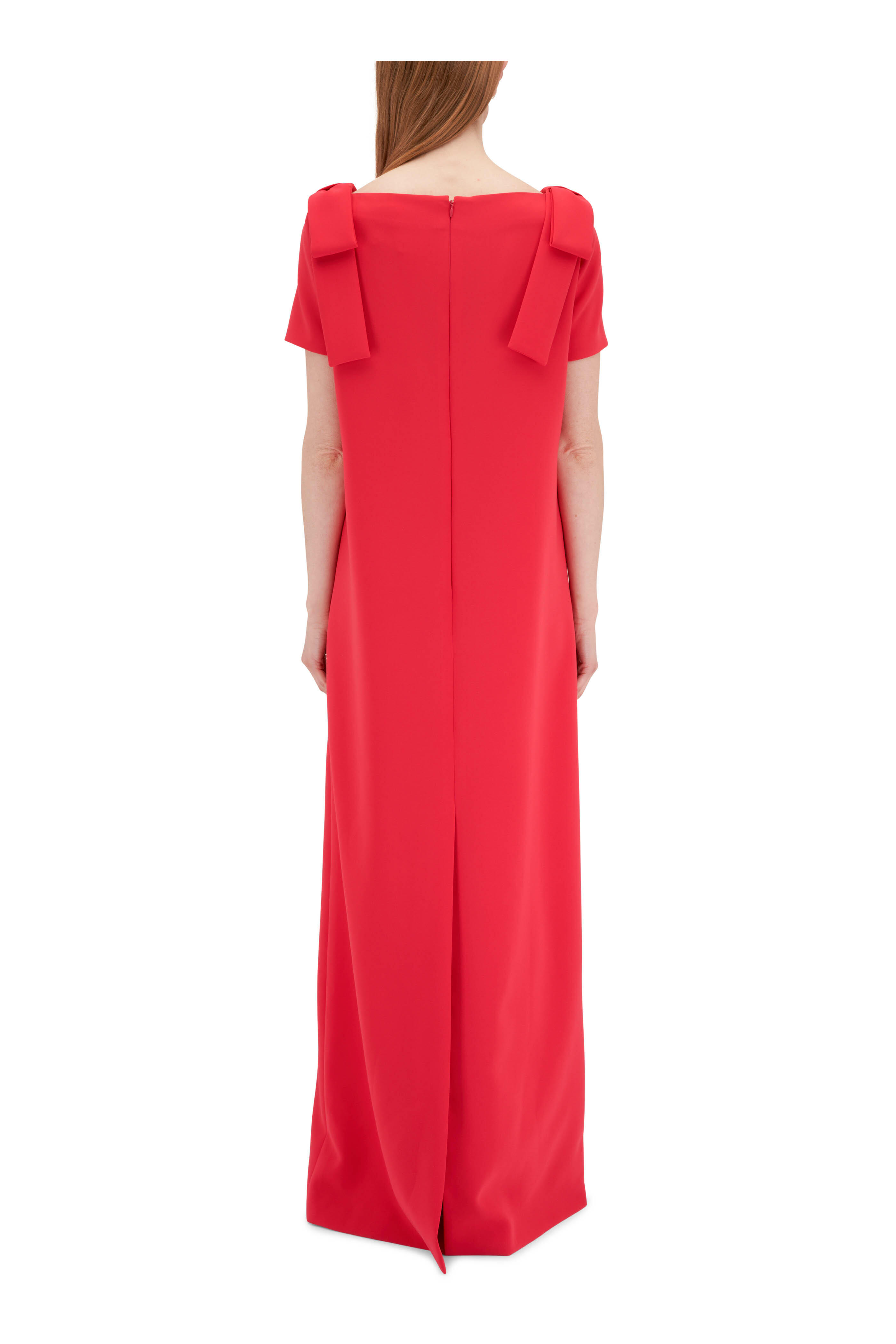Carolina Herrera Women's Azalea Pink Shoulder Bow Column Gown | 4 by Mitchell Stores