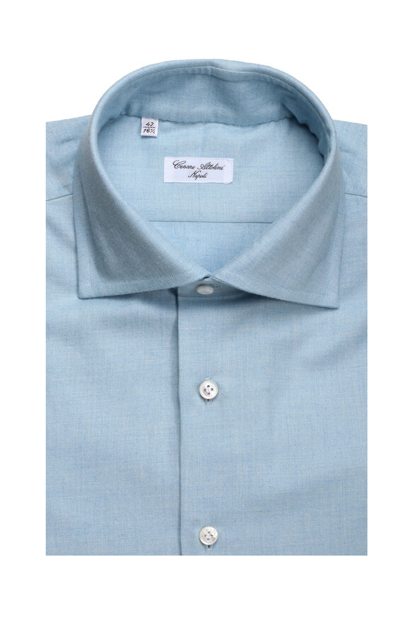 Cesare Attolini Light Blue Cotton Stretch Sport Shirt - view 1
