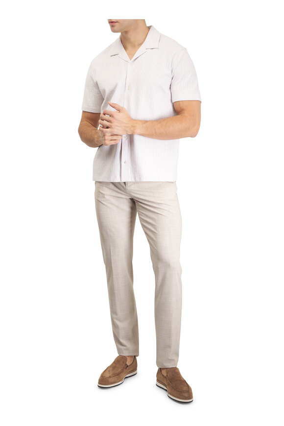 Vince White & Tan Seersucker Short Sleeve Shirt - view 2