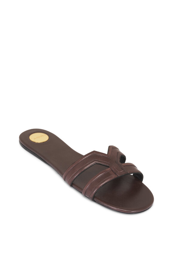 Saint Laurent Mabrouka Paris Brown Leather Sandal