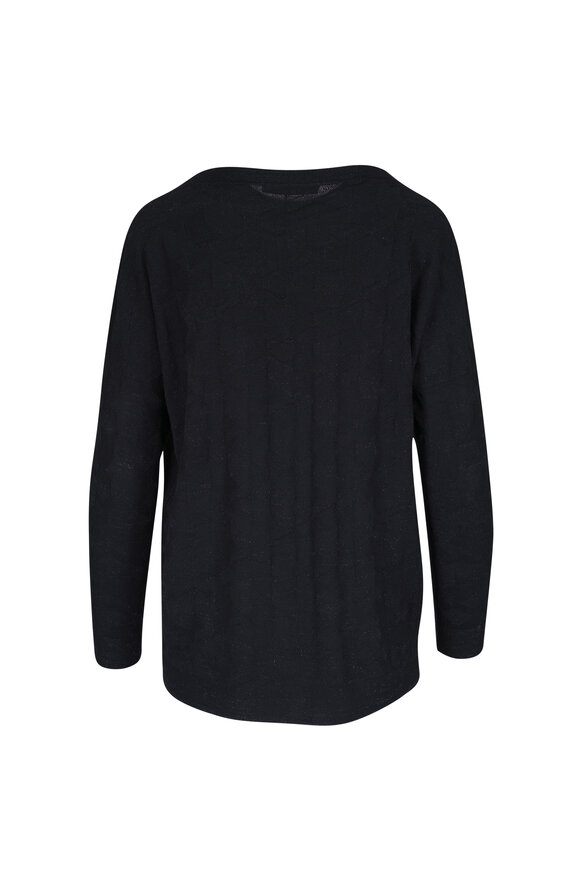 D.Exterior - Black Tonal Houndstooth Long Sleeve Knit Top