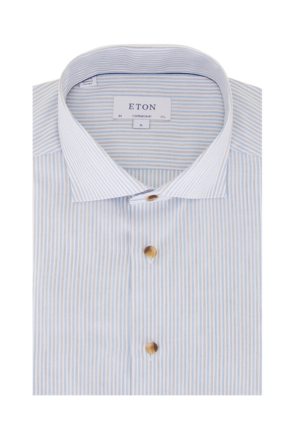 Eton - Blue Oxford Stripe Dress Shirt