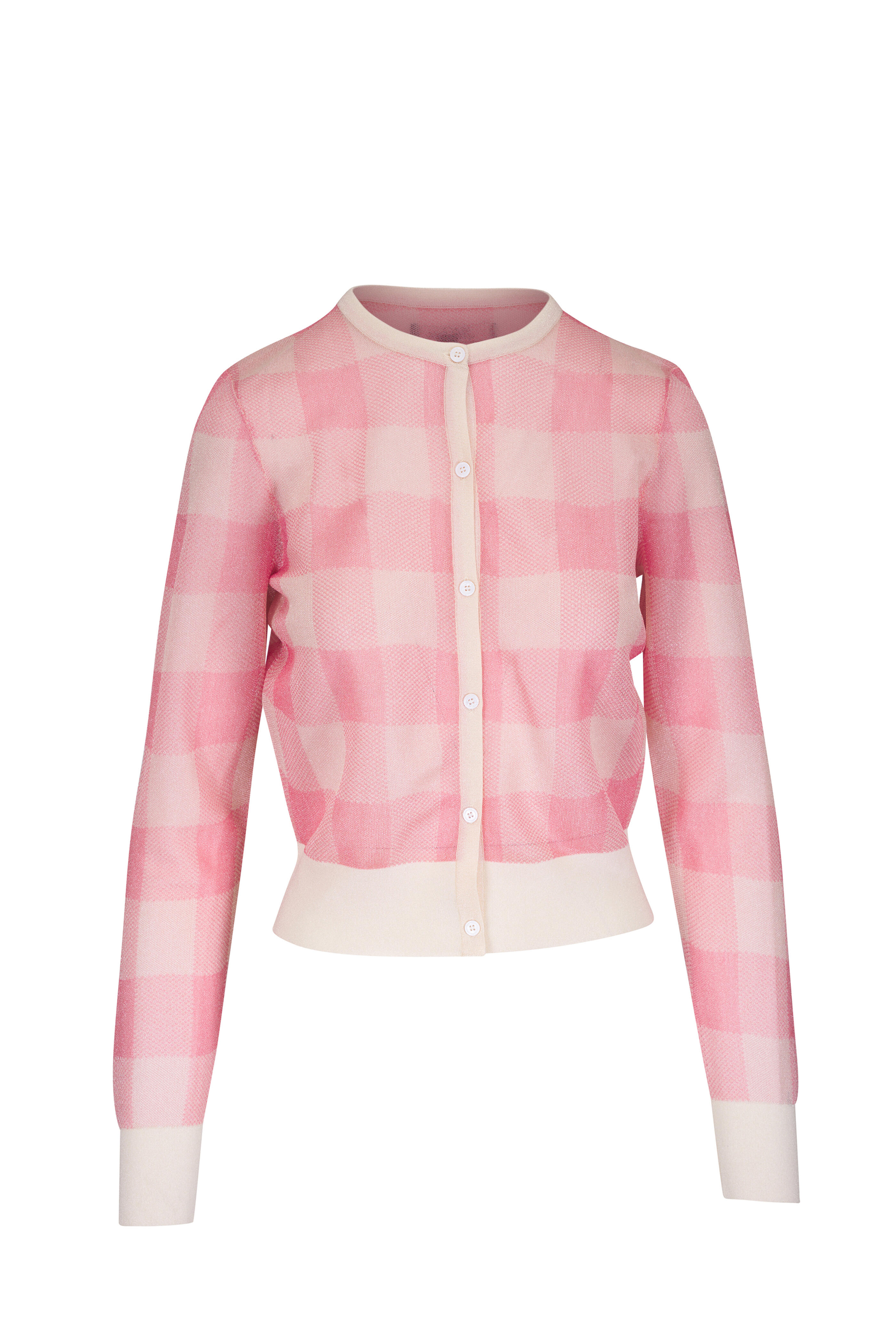 Lela Rose - Poppy Plaid Sheer Knit Cardigan